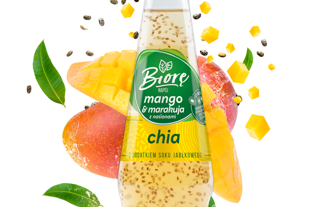 Biorę – napój z nasionami chia o smaku mango i marakui 225 ml.